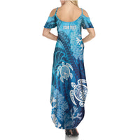 Hawaii World Ocean Day Family Matching Summer Maxi Dress and Hawaiian Shirt Kakau Turtles LT7 - Polynesian Pride