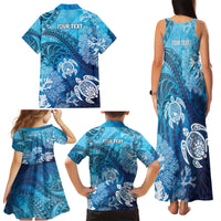 Hawaii World Ocean Day Family Matching Tank Maxi Dress and Hawaiian Shirt Kakau Turtles LT7 - Polynesian Pride
