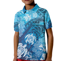 Hawaii World Ocean Day Kid Polo Shirt Kakau Turtles
