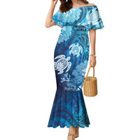 Hawaii World Ocean Day Mermaid Dress Kakau Turtles LT7 Women Blue - Polynesian Pride