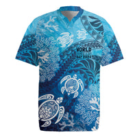 Hawaii World Ocean Day Rugby Jersey Kakau Turtles LT7 Blue - Polynesian Pride