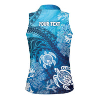 Hawaii World Ocean Day Women Sleeveless Polo Shirt Kakau Turtles