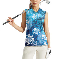 Hawaii World Ocean Day Women Sleeveless Polo Shirt Kakau Turtles