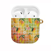 Aloha Hawaii Palaka Print Mango Plumeria AirPods Case Tropical Vibes