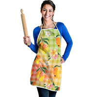 Aloha Hawaii Palaka Print Mango Plumeria Apron Tropical Vibes