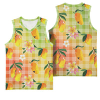 Aloha Hawaii Palaka Print Mango Plumeria Basketball Jersey Tropical Vibes