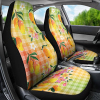 Aloha Hawaii Palaka Print Mango Plumeria Car Seat Cover Tropical Vibes