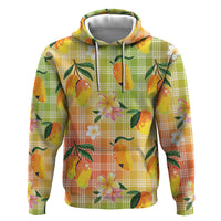 Aloha Hawaii Palaka Print Mango Plumeria Hoodie Tropical Vibes