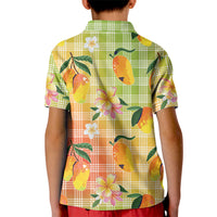 Aloha Hawaii Palaka Print Mango Plumeria Kid Polo Shirt Tropical Vibes