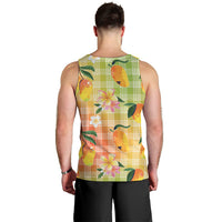 Aloha Hawaii Palaka Print Mango Plumeria Men Tank Top Tropical Vibes