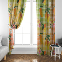 Aloha Hawaii Palaka Print Mango Plumeria Window Curtain Tropical Vibes