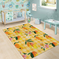 Aloha Hawaii Palaka Print Mango Plumeria Area Rug Fresh Lemon