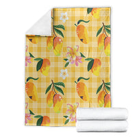 Aloha Hawaii Palaka Print Mango Plumeria Blanket Fresh Lemon