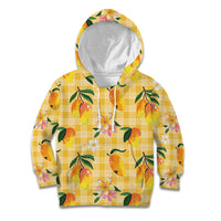 Aloha Hawaii Palaka Print Mango Plumeria Kid Hoodie Fresh Lemon