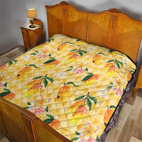 Aloha Hawaii Palaka Print Mango Plumeria Quilt Fresh Lemon