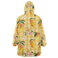 Aloha Hawaii Palaka Print Mango Plumeria Wearable Blanket Hoodie Fresh Lemon