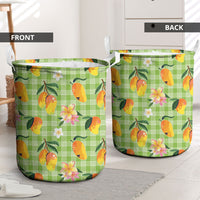 Aloha Hawaii Palaka Print Mango Plumeria Laundry Basket Cool Mint