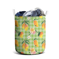 Aloha Hawaii Palaka Print Mango Plumeria Laundry Basket Cool Mint