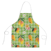 Aloha Hawaii Palaka Print Mango Plumeria Apron Cool Mint