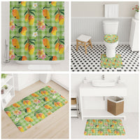 Aloha Hawaii Palaka Print Mango Plumeria Bathroom Set Cool Mint