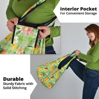 Aloha Hawaii Palaka Print Mango Plumeria Grocery Bag Cool Mint