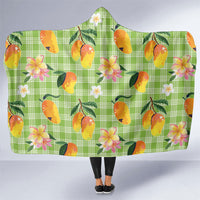 Aloha Hawaii Palaka Print Mango Plumeria Hooded Blanket Cool Mint