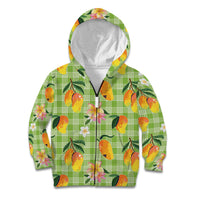 Aloha Hawaii Palaka Print Mango Plumeria Kid Hoodie Cool Mint