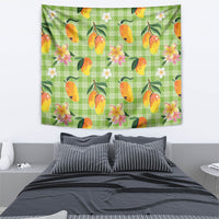Aloha Hawaii Palaka Print Mango Plumeria Tapestry Cool Mint