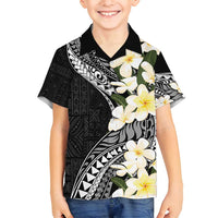 Aloha Hawaii Festive Family Matching Tank Maxi Dress and Hawaiian Shirt Frangipani Lace Classic LT7 Son's Shirt Black - Polynesian Pride