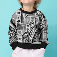 Samoa Tapa Kid Ugly Christmas Sweater Siapo Mix Tatau Patterns - White LT7 - Polynesian Pride
