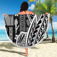 Samoa Tapa Beach Blanket Siapo Mix Tatau Patterns - Black LT7 - Polynesian Pride