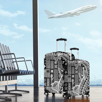 Samoa Tapa Luggage Cover Siapo Mix Tatau Patterns - Black LT7 - Polynesian Pride