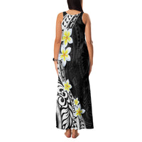 Hawaii Aloha Family Matching Tank Maxi Dress and Hawaiian Shirt Plumeria Vintage - Black LT7 - Polynesian Pride