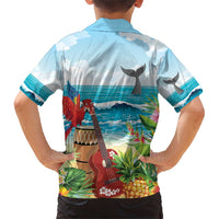 Aloha Honolulu Festival Family Matching Short Sleeve Bodycon Dress and Hawaiian Shirt Ukulele By The Shore LT7 - Polynesian Pride