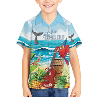 Aloha Honolulu Festival Family Matching Short Sleeve Bodycon Dress and Hawaiian Shirt Ukulele By The Shore LT7 Son's Shirt Art - Polynesian Pride
