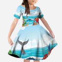Aloha Honolulu Festival Family Matching Summer Maxi Dress and Hawaiian Shirt Ukulele By The Shore LT7 Daughter's Dress Art - Polynesian Pride