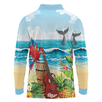 Aloha Honolulu Festival Long Sleeve Polo Shirt Ukulele By The Shore