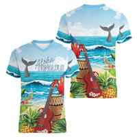 Aloha Honolulu Festival Women V-Neck T-Shirt Ukulele By The Shore