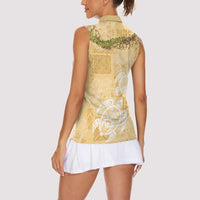 Aloha Honolulu Festival Women Sleeveless Polo Shirt Hawaii Kapa Mix Flowers Lei LT7 - Polynesian Pride