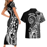 Polynesia Beach Volleyball Personalized Couples Matching Short Sleeve Bodycon Dress and Hawaiian Shirt Basic