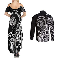 Polynesia Beach Volleyball Personalized Couples Matching Summer Maxi Dress and Long Sleeve Button Shirt Basic