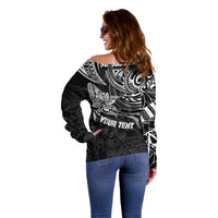 Personalised Father's Day Polynesian Off Shoulder Sweater Best Dad Ever - Black LT7 - Polynesian Pride