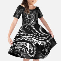 Polynesia Plumeria Lei Family Matching Off Shoulder Maxi Dress and Hawaiian Shirt Black Curves Motif