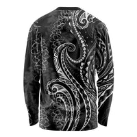 Polynesia Plumeria Lei Long Sleeve Shirt Black Curves Motif