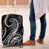 Polynesia Plumeria Lei Luggage Cover Black Curves Motif