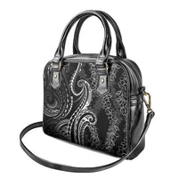 Polynesia Plumeria Lei Shoulder Handbag Black Curves Motif