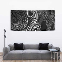 Polynesia Plumeria Lei Tapestry Black Curves Motif