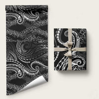Polynesia Plumeria Lei Wrapping Paper Black Curves Motif