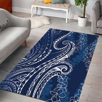 Polynesia Plumeria Lei Area Rug Navy Blue Curves Motif LT7 - Polynesian Pride