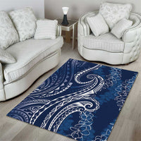 Polynesia Plumeria Lei Area Rug Navy Blue Curves Motif LT7 - Polynesian Pride